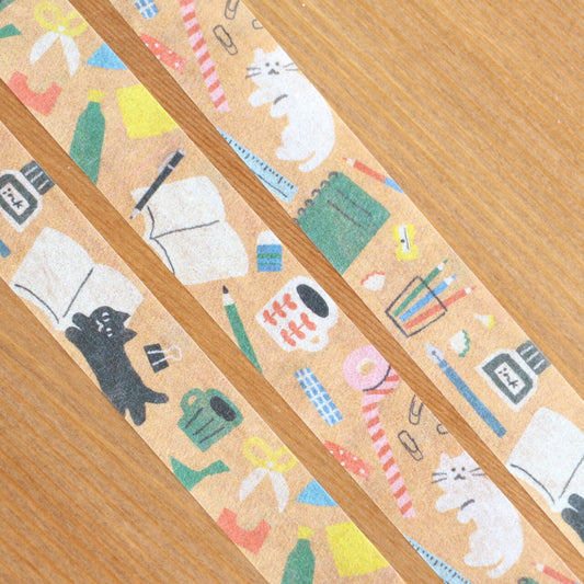 Cat & Stationery Themed Washi Tape | Furukawashiko | Watashi-Biyori