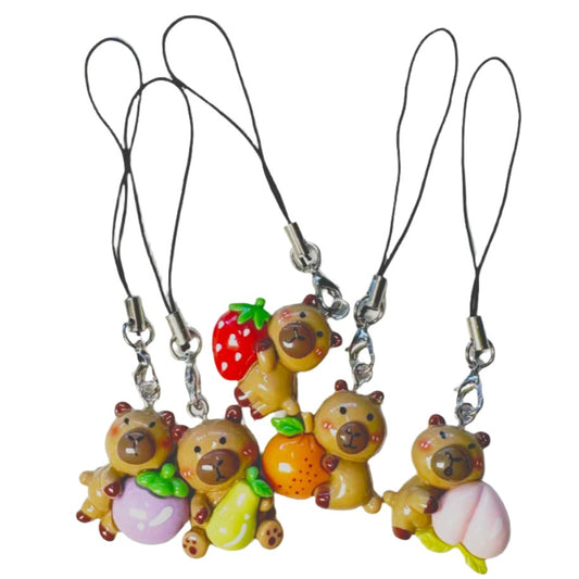 Adorable Capybara with fruits Phone Charms