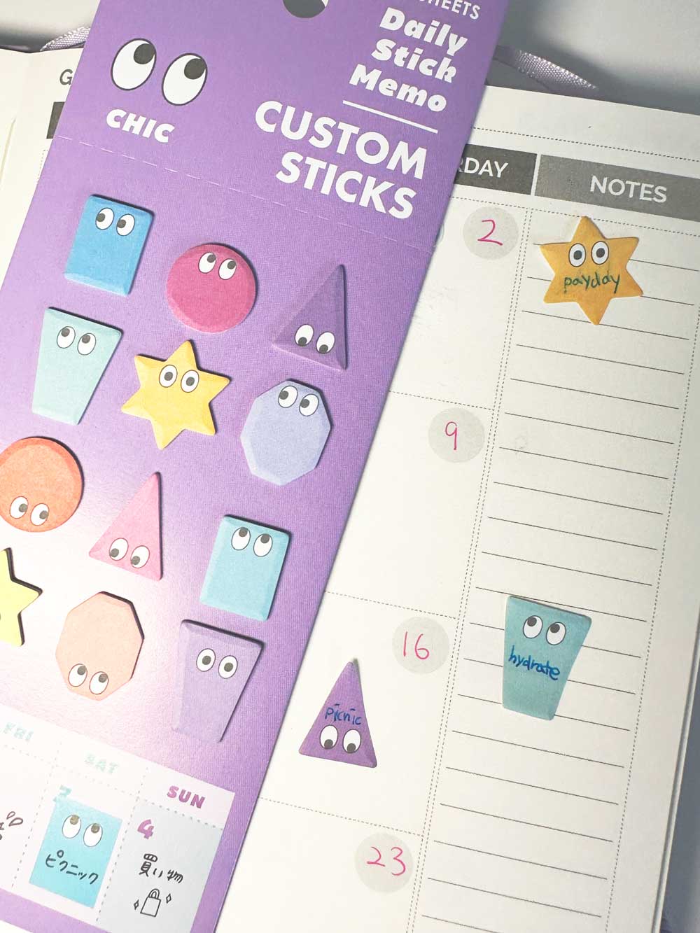 Pastel Variety Shapes Die-cut Mini Sticky note | Japanese Stationery