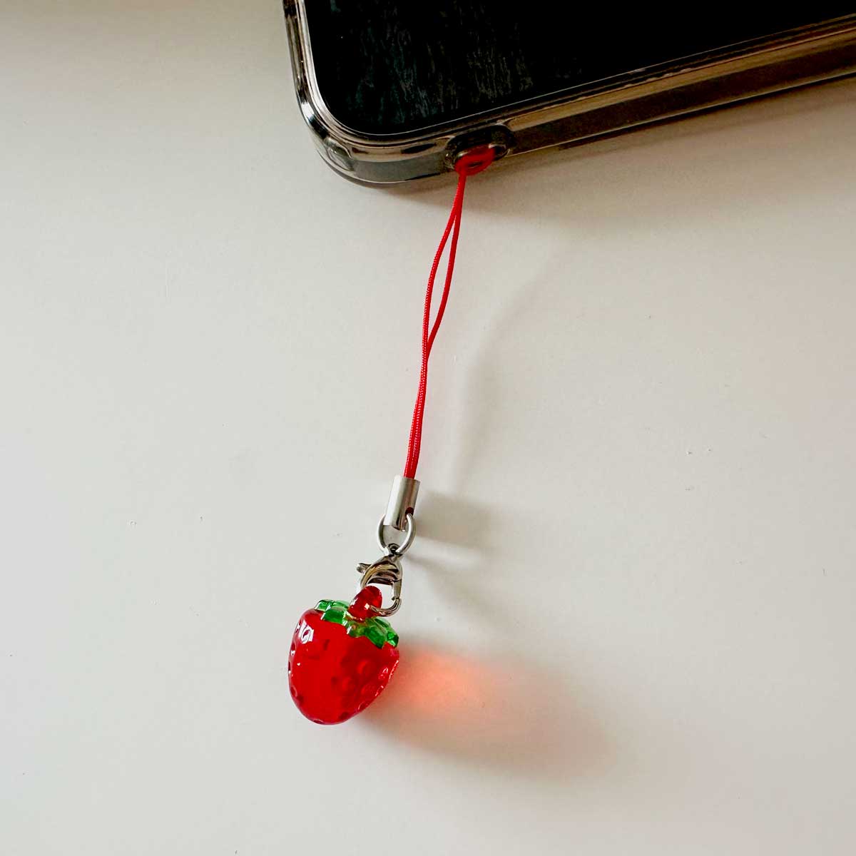 Resin Cute Strawberry Phone Charm